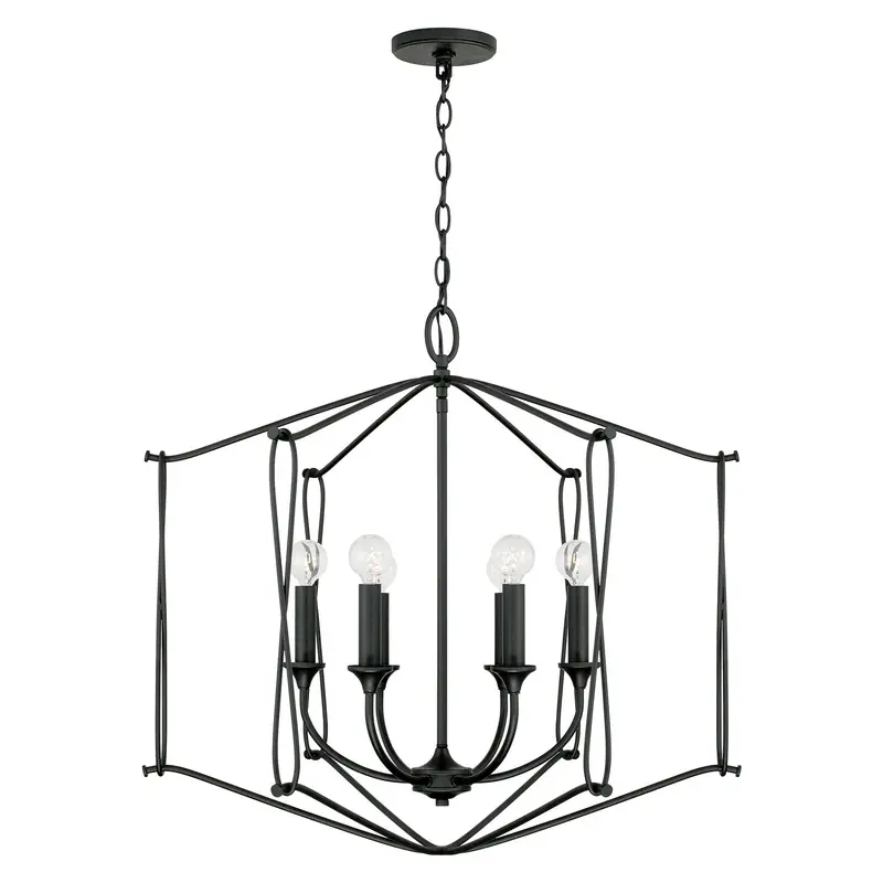 Bentley Six Light Foyer Black Iron