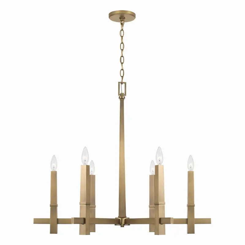 Blake Six Light Chandelier Aged Brass