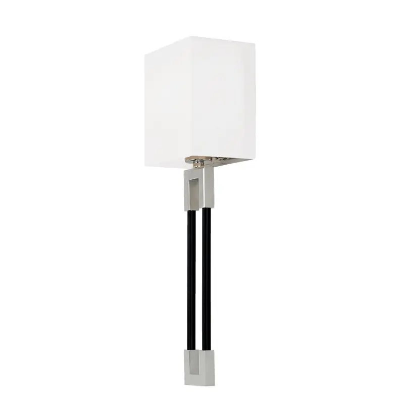 Bleeker One Light Wall Sconce Polished Nickel and Matte Black