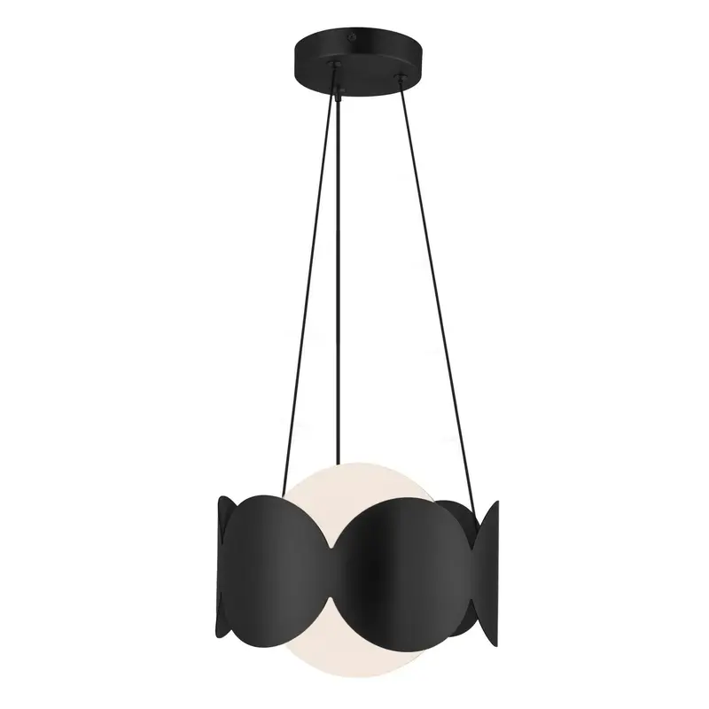 Ciel One Light Chandelier Black/Opal Glass