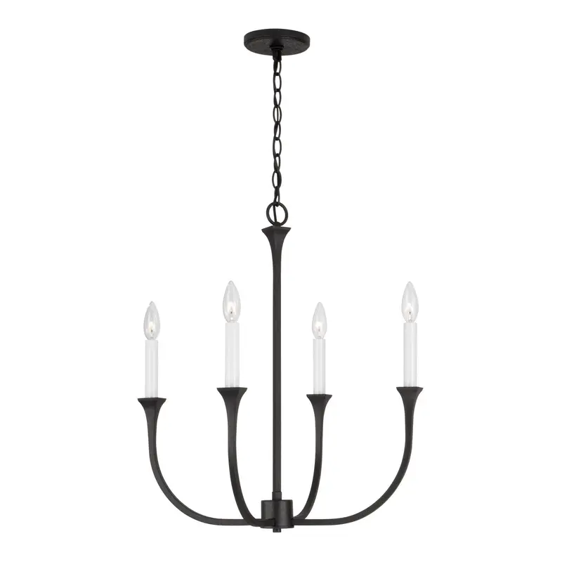 Decklan Four Light Chandelier Black Iron