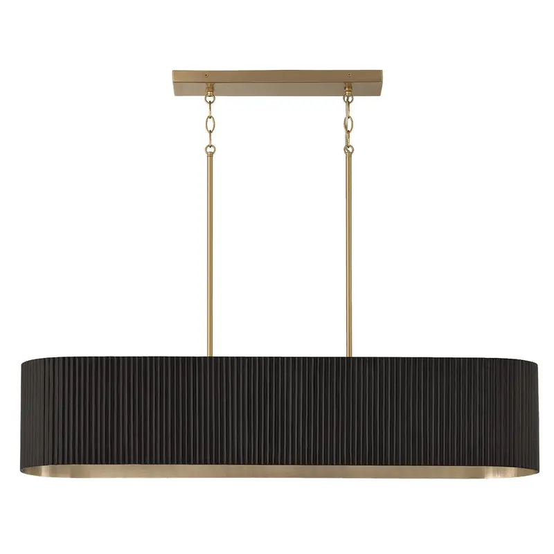 Donovan Five Light Island Pendant Black Stain and Matte Brass
