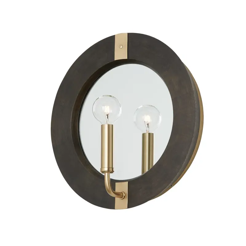 Finn One Light Wall Sconce Black Stain and Matte Brass