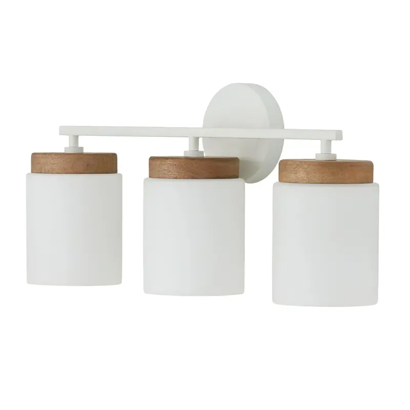Liam Three Light Vanity Light Wood and White