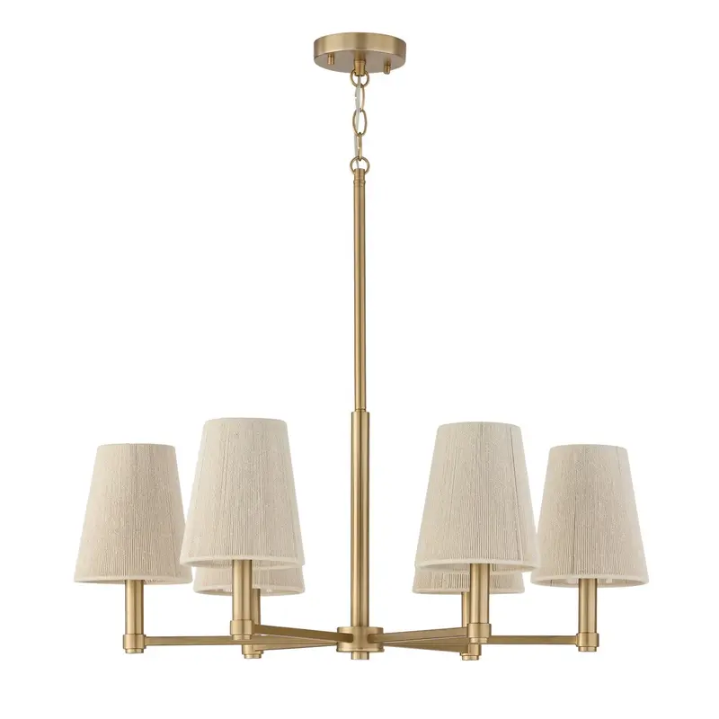 Mira Six Light Chandelier Matte Brass