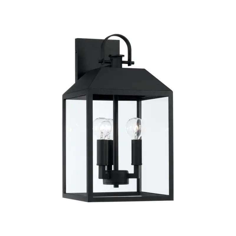 Nelson Three Light Outdoor Wall Lantern Black