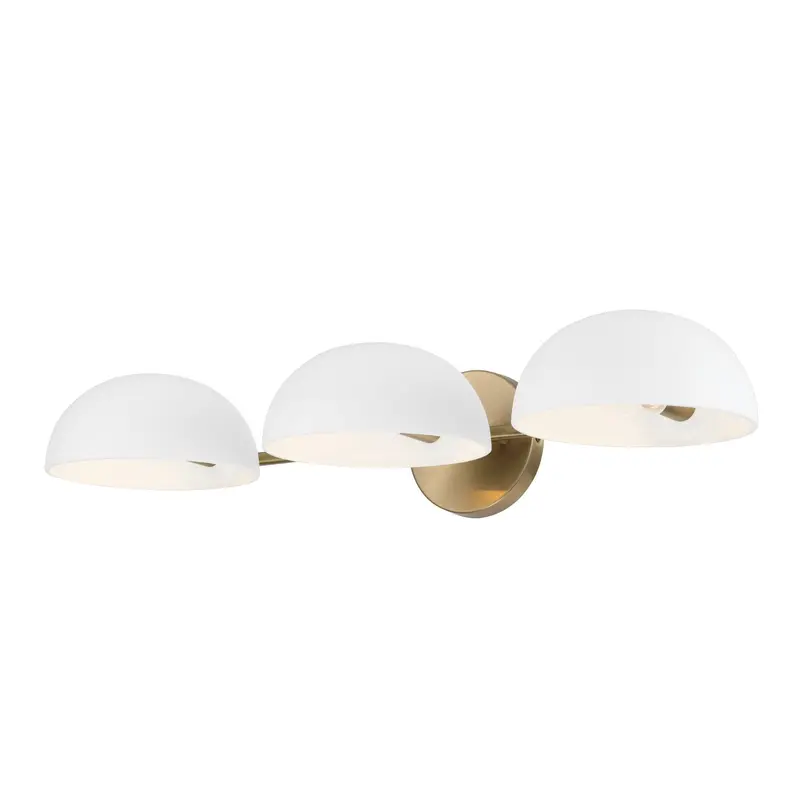 Reece Three Light Vanity Aged Brass and White