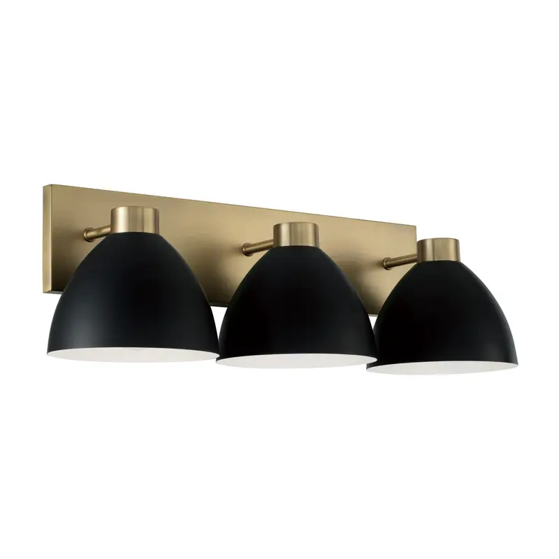 Ross Three Light Vanity Aged Brass and Black