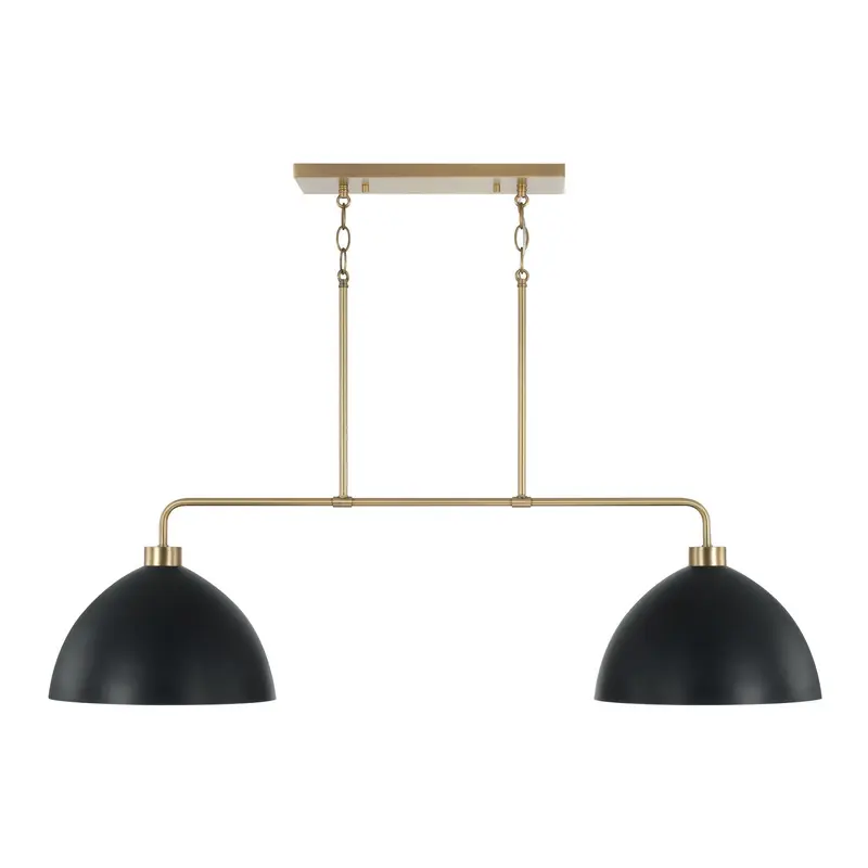 Ross Two Light Island Pendant Aged Brass and Black