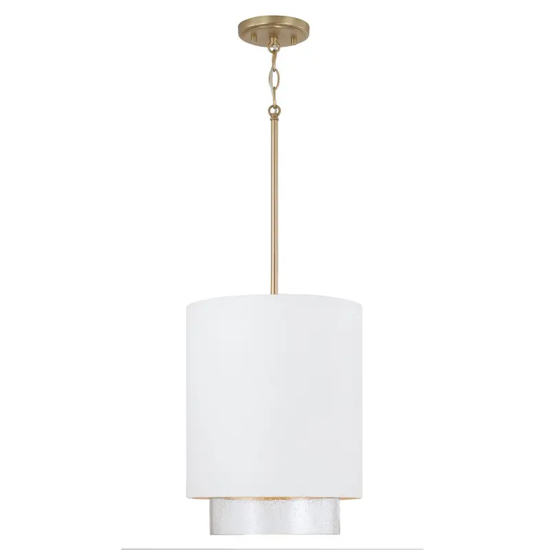 Weller One Light Pendant Matte Brass and White