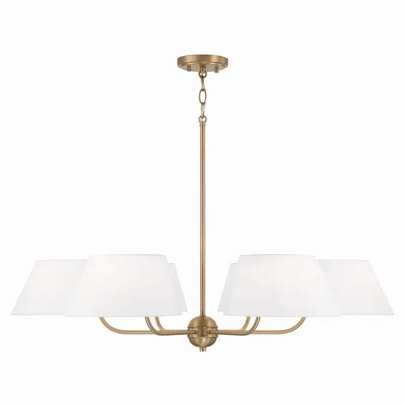 Welsley Six Light Chandelier Aged Brass