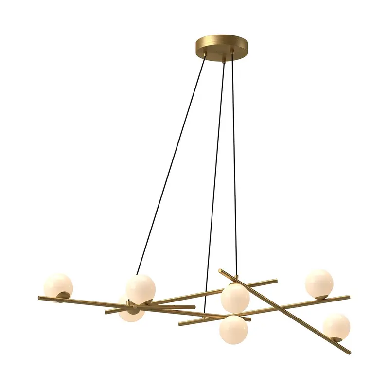 Amara LED Chandelier Brushed Gold/Glossy Opal Glass