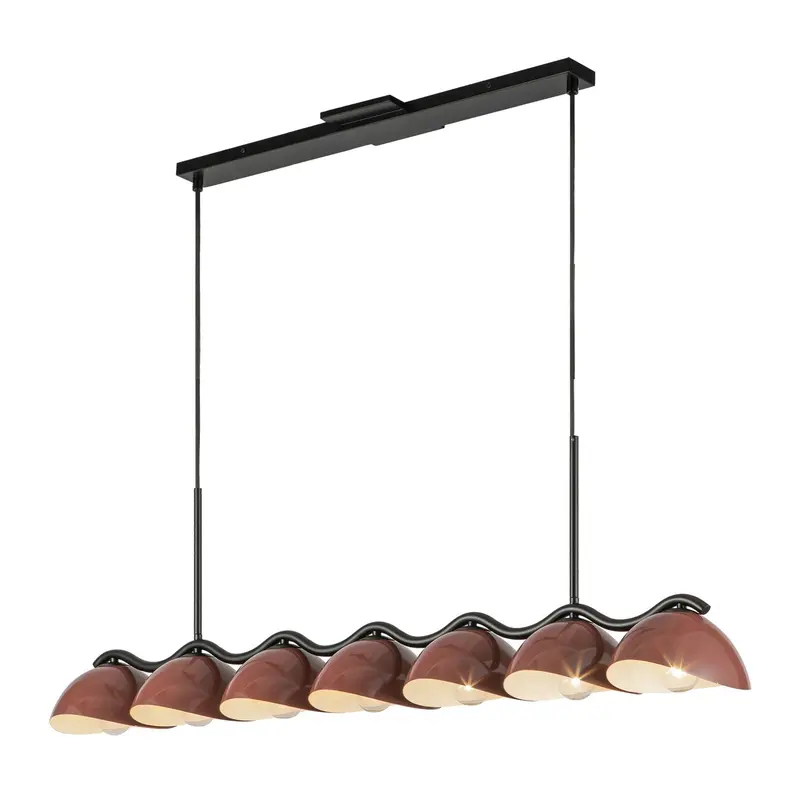 Atlas Seven Light Linear Pendant Black/Burgundy