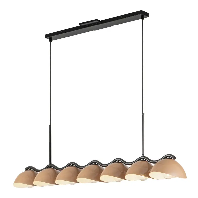 Atlas Seven Light Linear Pendant Black/Peach