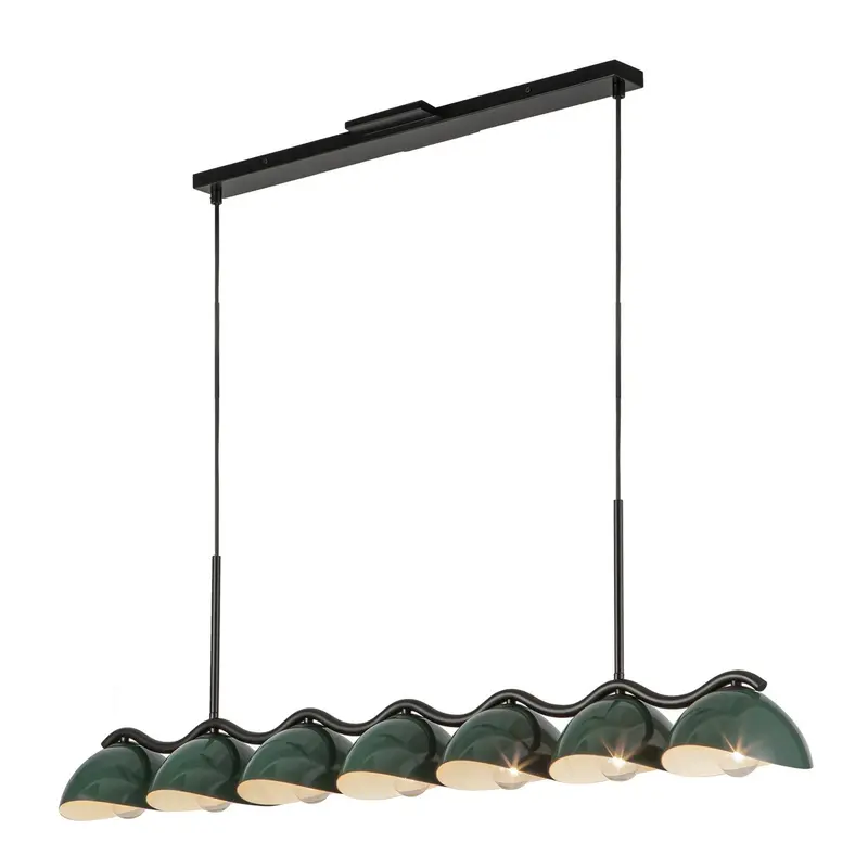 Atlas Seven Light Linear Pendant Black/Pine Green