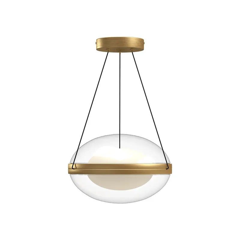 Virgo LED Pendant Brushed Gold/Opal Glass