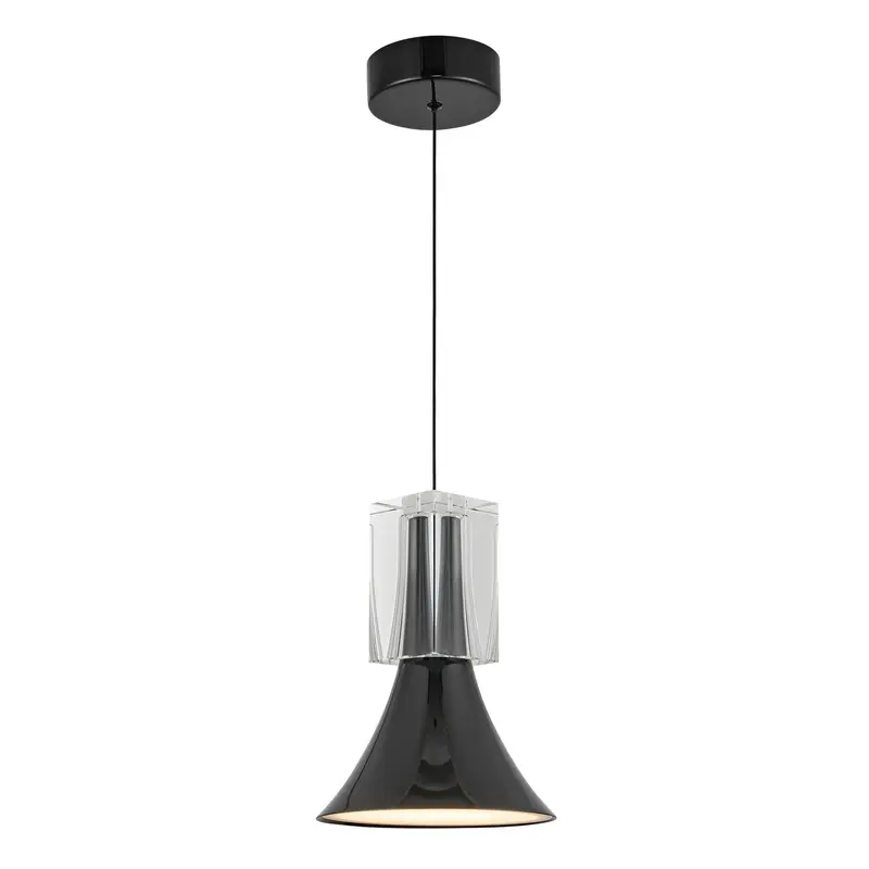 Floe LED Pendant Glossy Black/Clear Crystal