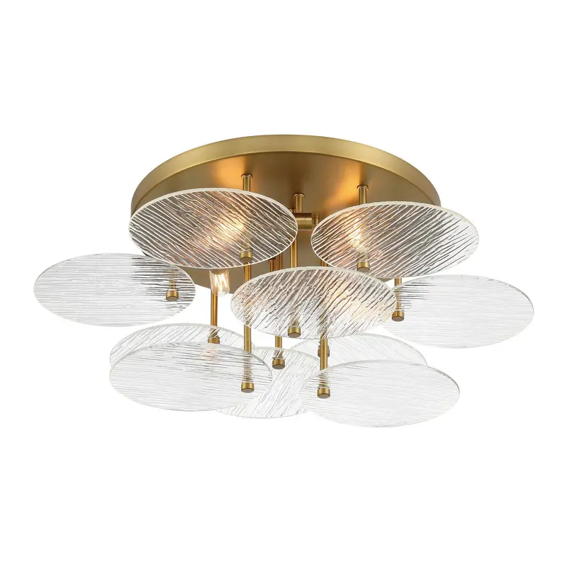 Artze Four Light Flush Mount Soft Brass