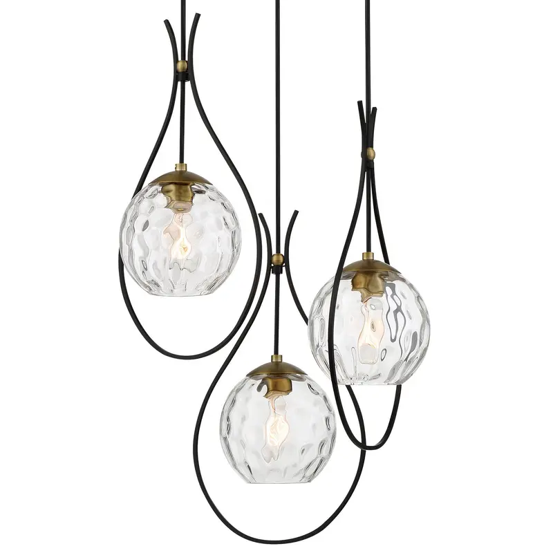 Cody Three Light Pendant Coal And Soft Brass