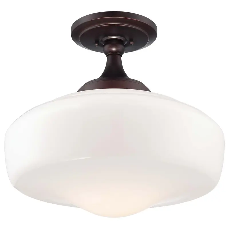 One Light Semi Flush Mount Brushed Bronze