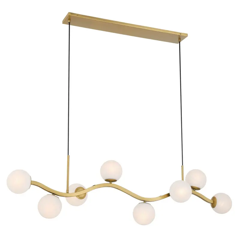 Curven Eight Light Island Pendant Legacy Brass