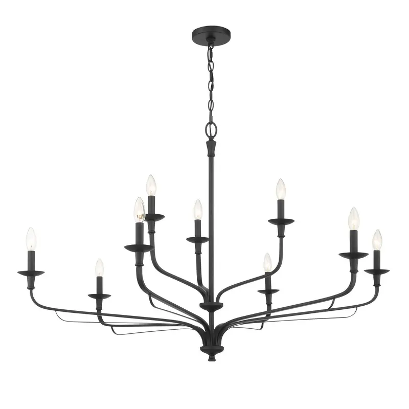Velena Nine Light Chandelier Dark Matte Black