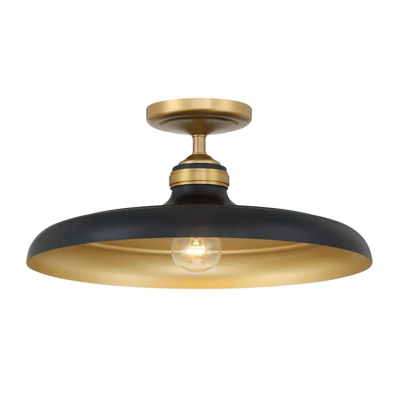 Crowne One Light Semi Flush Mount Legacy Brass & Dark Matte Blac