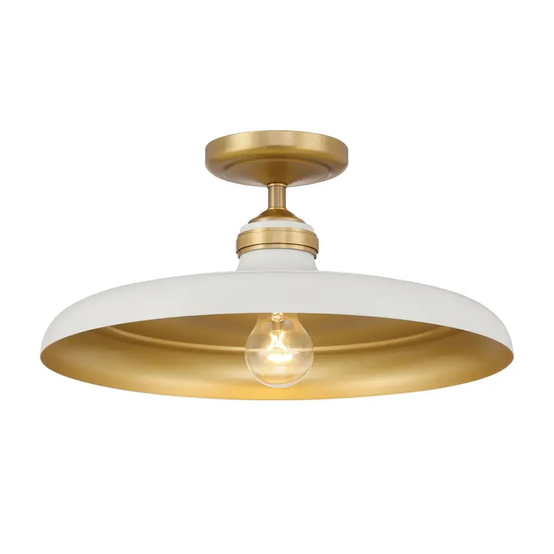 Crowne One Light Semi Flush Mount Legacy Brass & Off White Cream