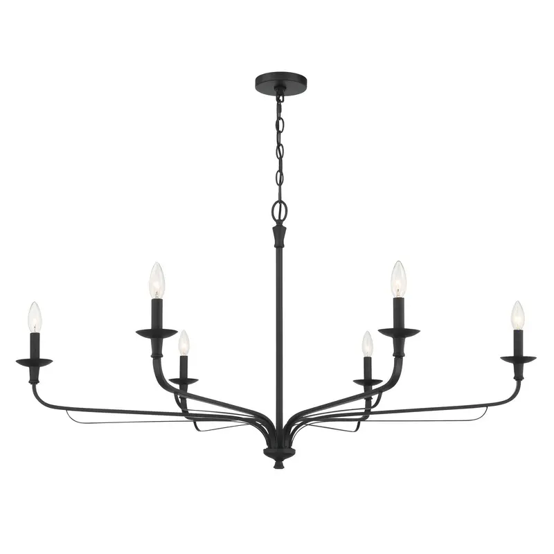 Velena Six Light Chandelier Dark Matte Black