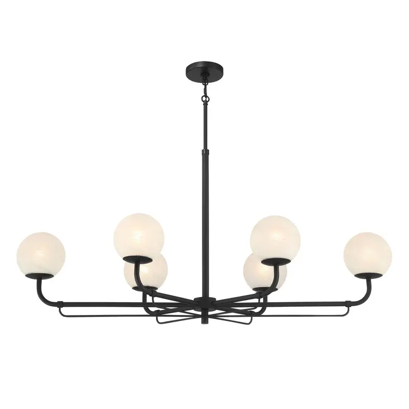 Whitehall Six Light Island Pendant Dark Matte Black