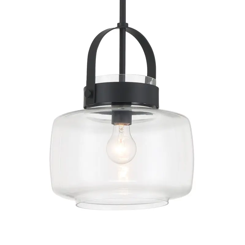 Wickglow One Light Pendant Dark Matte Black