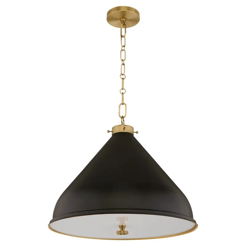 Bonnel One Light Pendant Matte Black / Aged Brass
