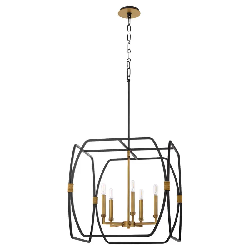 Bishop Five Light Pendant Matte Black / Brushed Brass