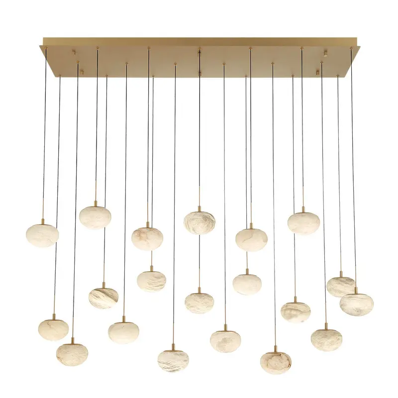 Calcolo LED Chandelier Painted Antique Brass