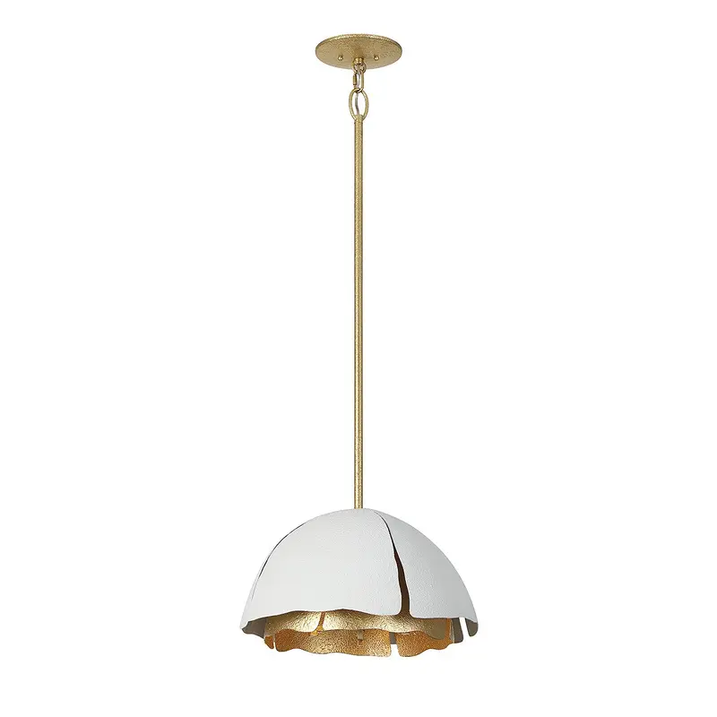 Brewster Three Light Pendant Cavalier Gold with Royal White