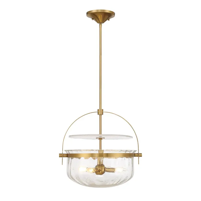 Denmar Four Light Convertible Semi-Flush/Pendant Warm Brass