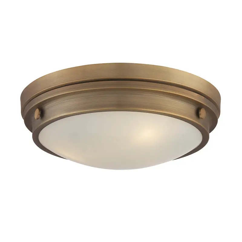 Lucerne Three Light Flush Mount Warm Brass