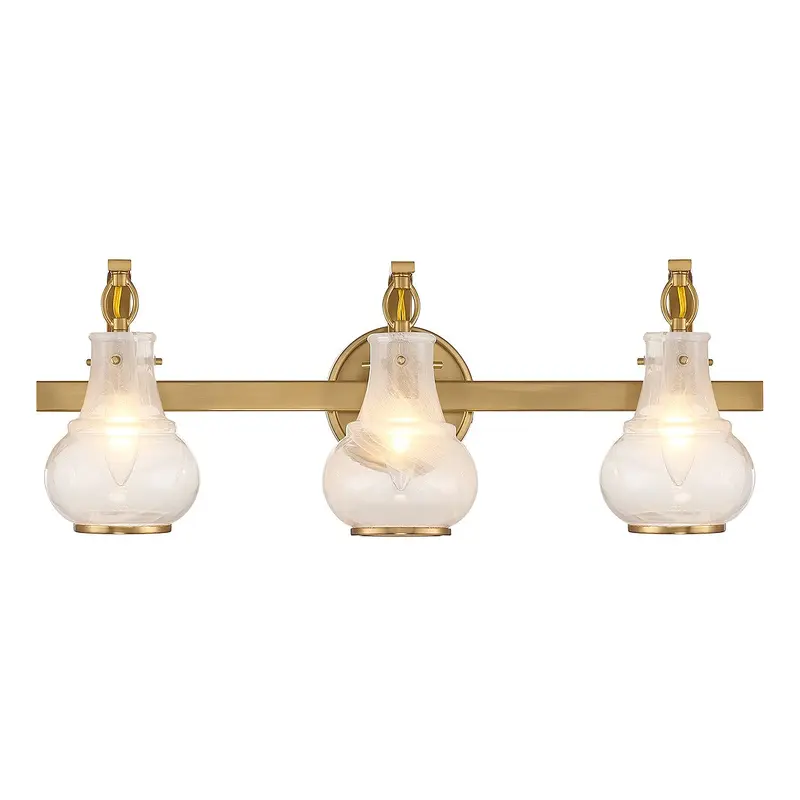 Adams Three Light Bathroom Vanity Warm Brass