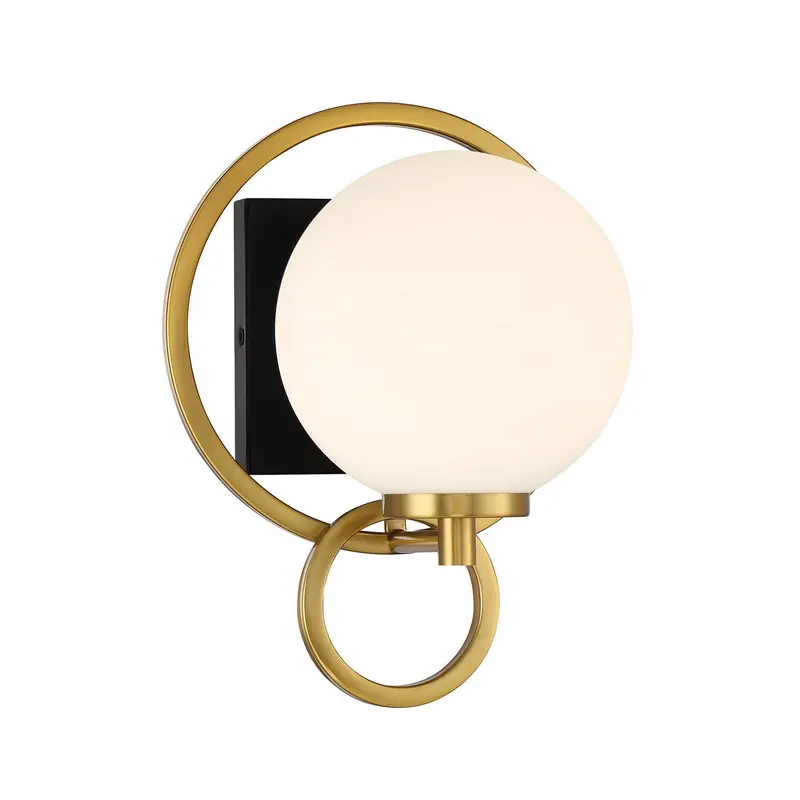 Alhambra One Light Wall Sconce Matte Black with Warm Brass