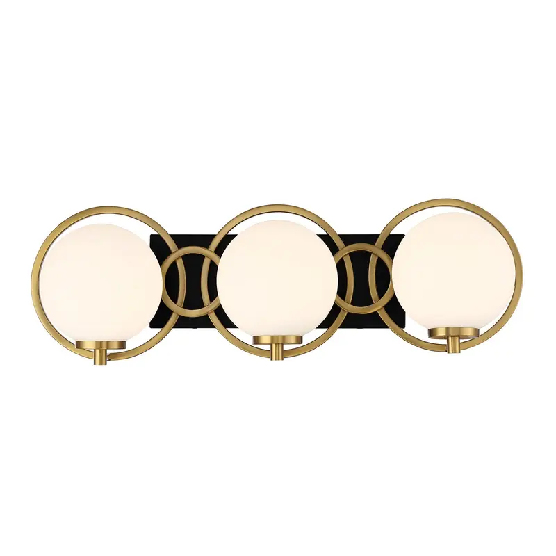 Alhambra Three Light Bathroom Vanity Matte Black with Warm Brass