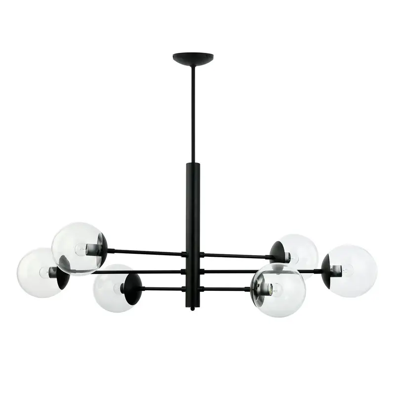 Mid-Century Six Light Linear Pendant Black