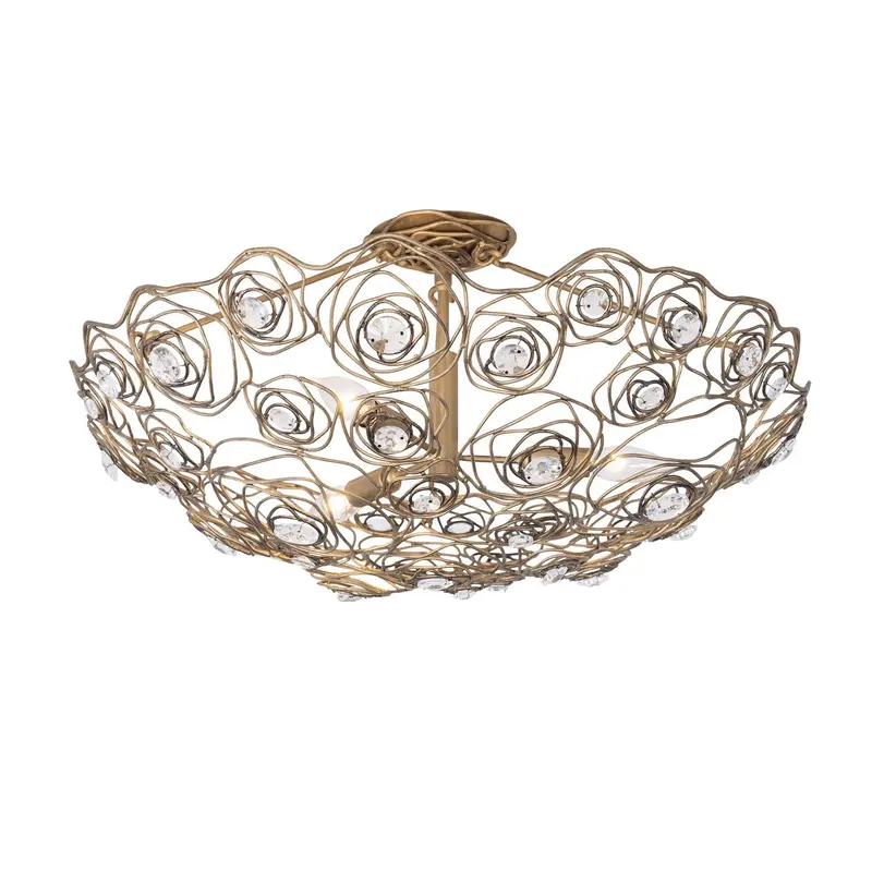 Ethereal Rose Three Light Semi-Flush Mount Havana Gold Ombre