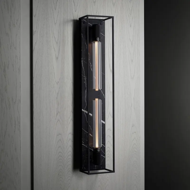 Two Light Wall Sconce Black Marble