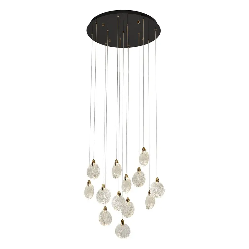 Snowflake LED Chandelier Satin Brass