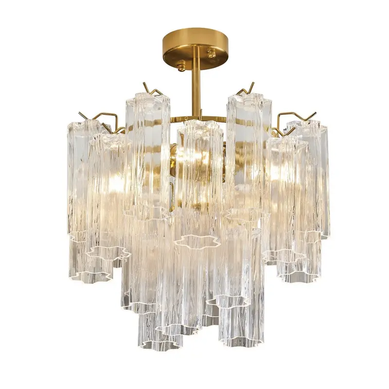 Sophia Five Light Semi Flush Mount Brass