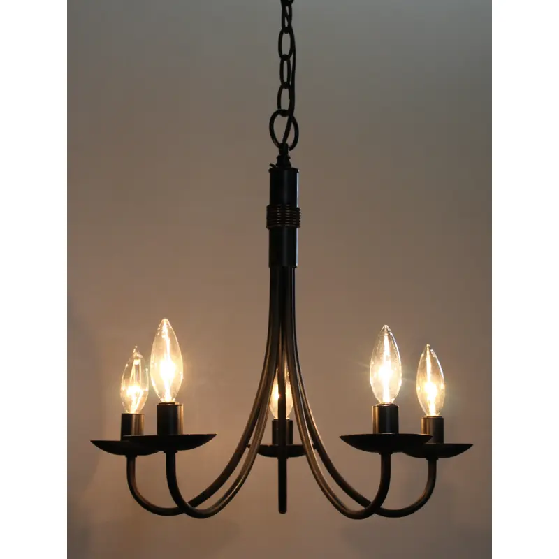 Wrought Iron Five Light Chandelier Black