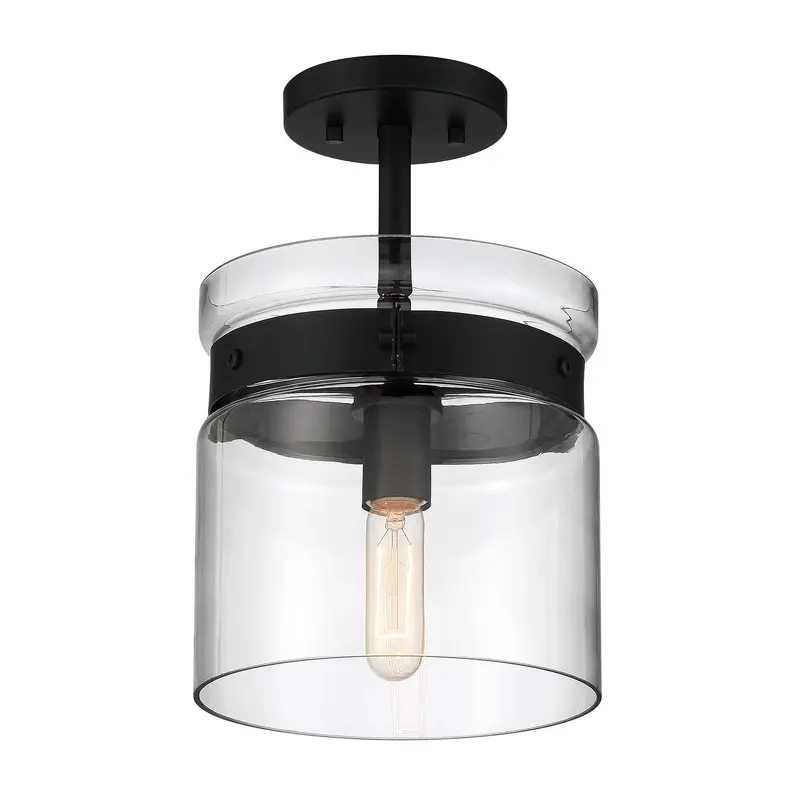 Midnight LA One Light Semi Flush Mount Matte Black