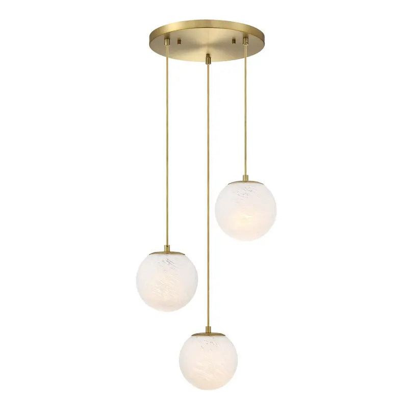 Pixie Three Light Chandelier Burshed Gold