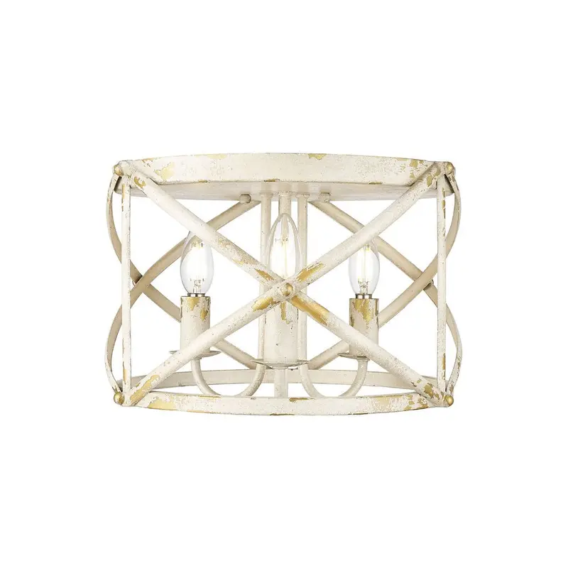 Alcott Three Light Flush Mount Antique Ivory
