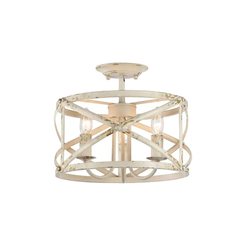 Alcott Three Light Semi-Flush Mount Antique Ivory